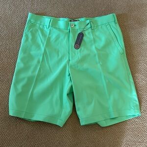Men’s Peter Millar green size 34 golf shorts. Moisture wicking. NWT. 8” inseam